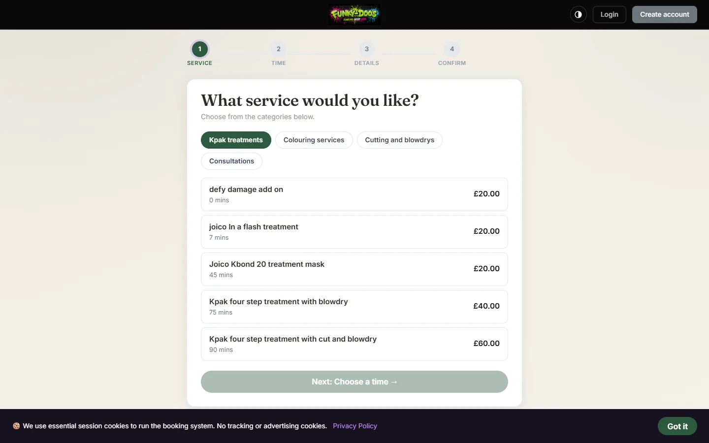 Bookchair online booking flow